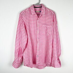 Linos Men’s Pink Checked Button Down Shirt Medium​​​​